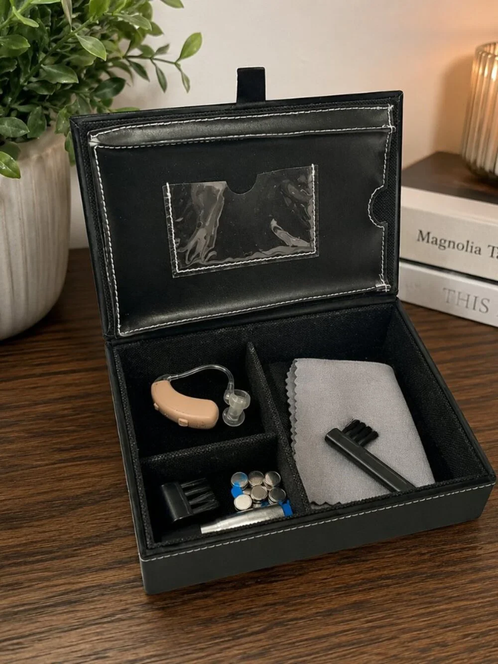 Miracle-Ear Black Hearing Aid Storage Organizer Case Travel Box w/ Compartments